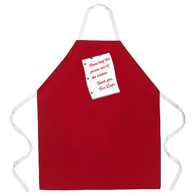 'Please Keep This Person Out Of The Kitchen' Fire Dept Note Kitchen Apron-Red