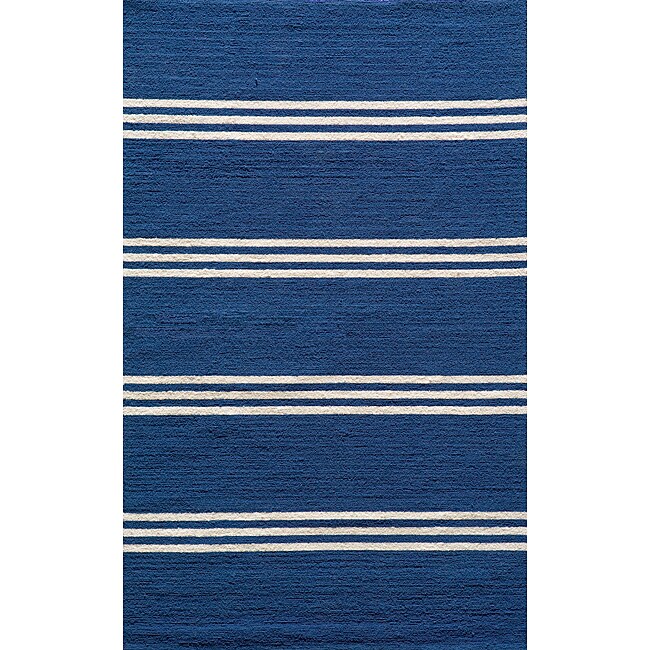 Indoor/ Outdoor South Beach Blue Stripes Rug (39 X 59)