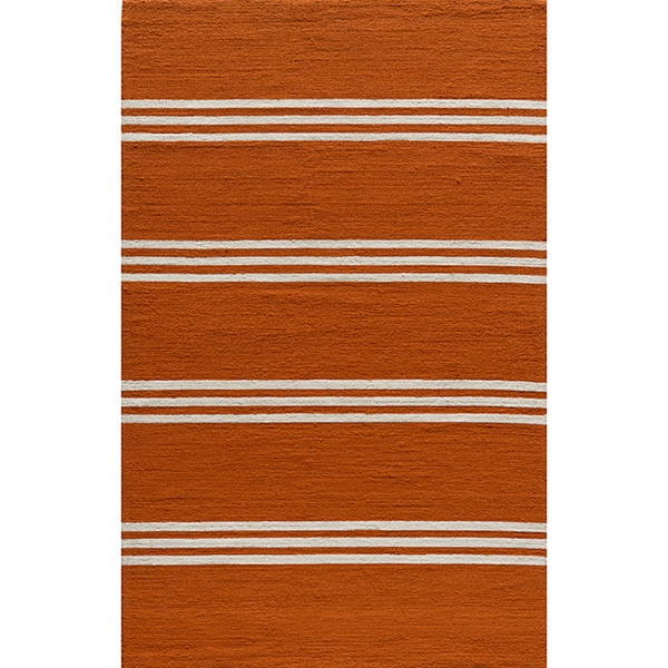 Indoor/Outdoor South Beach Orange Striped Rug (8' x 10') 7x9   10x14 Rugs