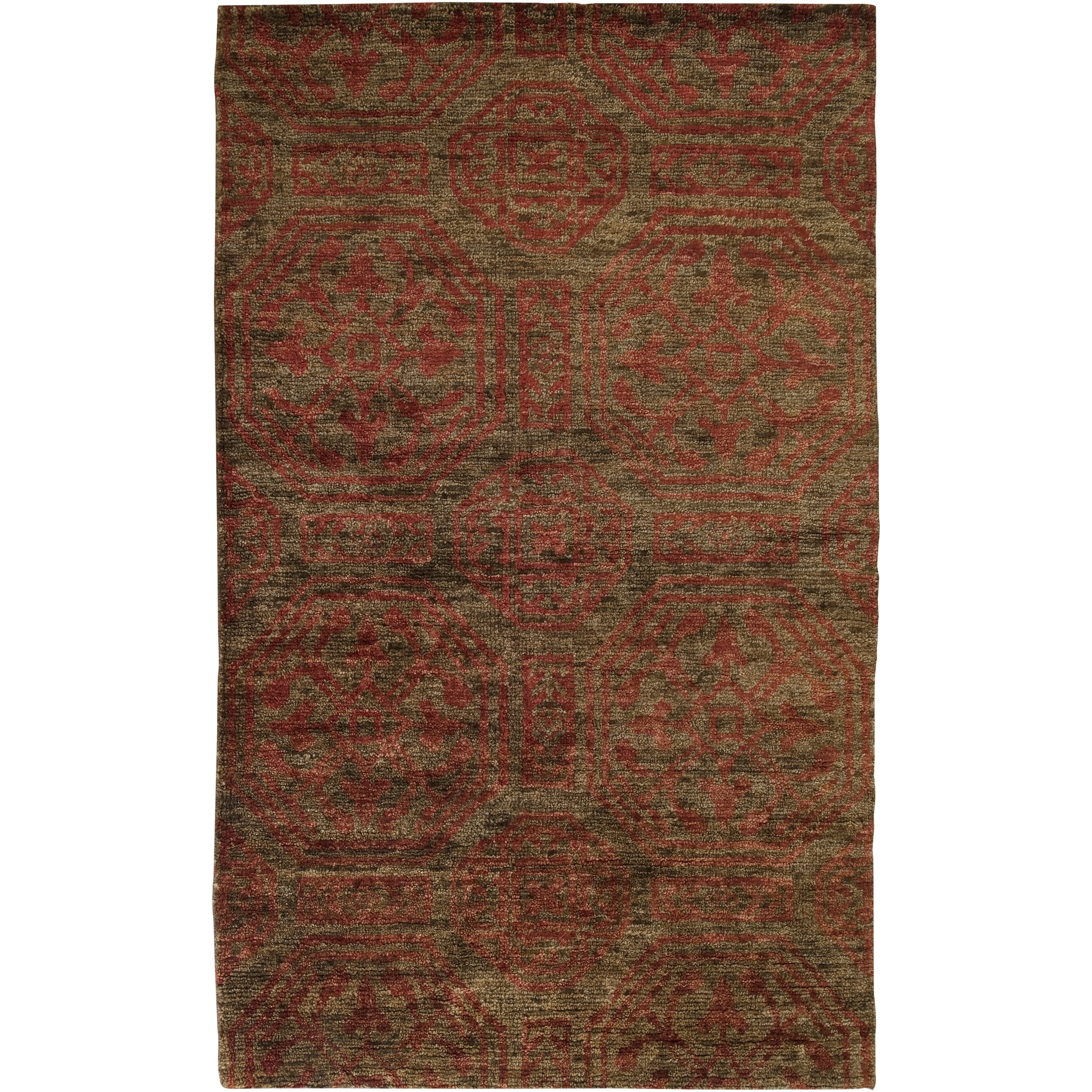 Hand woven Orange Tarvo Classic Floral Hemp Rug (33 X 53)