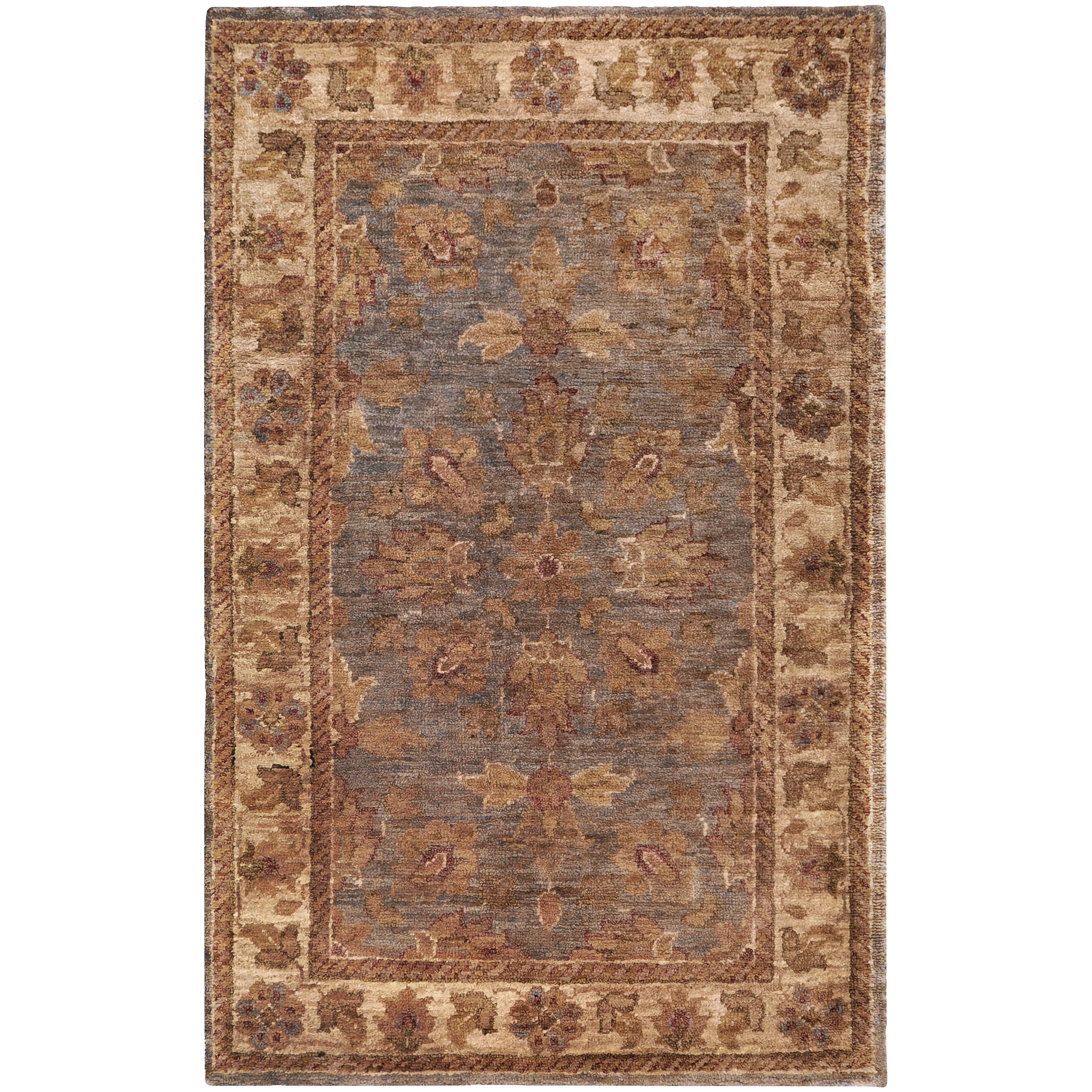 Hand woven Beige Matose Traditional Border Hemp Rug (8 X 11)