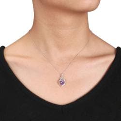 Miadora 10k White Gold Created Alexandrite and Diamond Accent Necklace Miadora Gemstone Necklaces