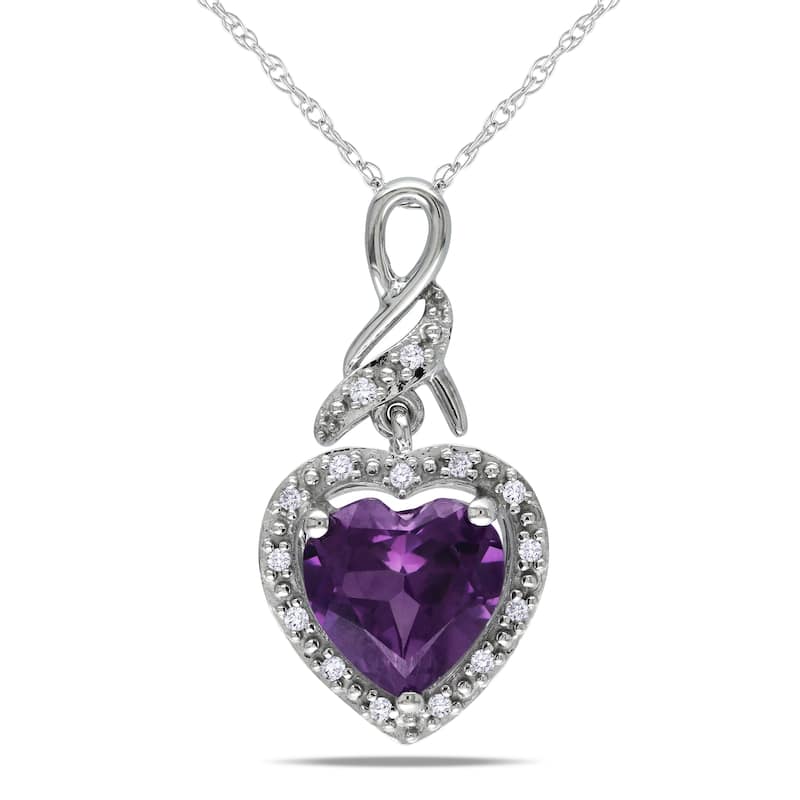 Miadora 10k White Gold Created Alexandrite and Diamond Accent Necklace