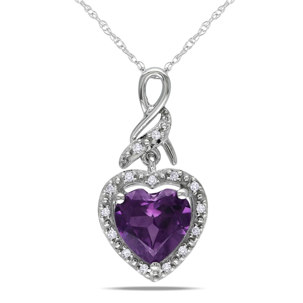 Miadora 10k White Gold Created Alexandrite and Diamond Accent Necklace