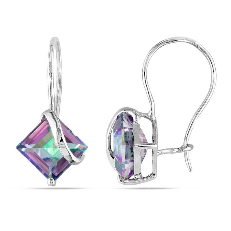 Miadora 10k White Gold 3 1/2ct TGW Exotic Green Topaz Stud Earrings