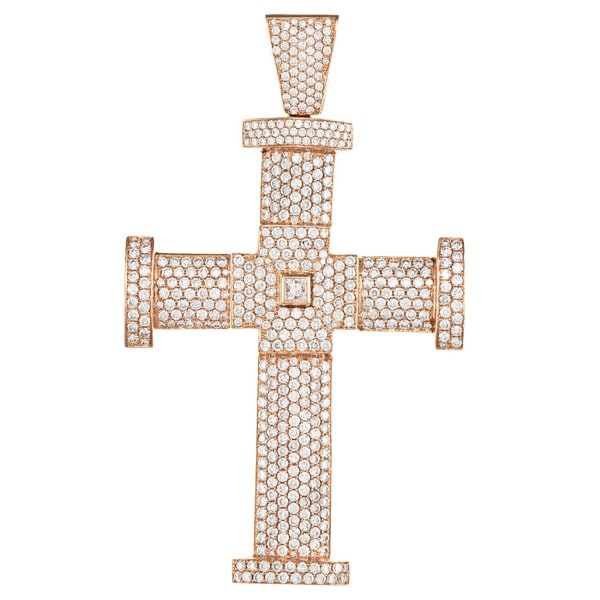 14k Gold 14 1/5ct TDW Diamond Jacob & Co. Cross Estate Pendant (F G, VS1 VS2) Estate and Vintage Necklaces