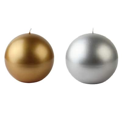 3 Inch Metallic Ball Candles (Case of 36)