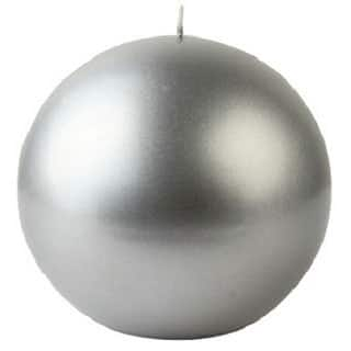 Metallic 4-inch Ball Candles (Case of 12) - Silver