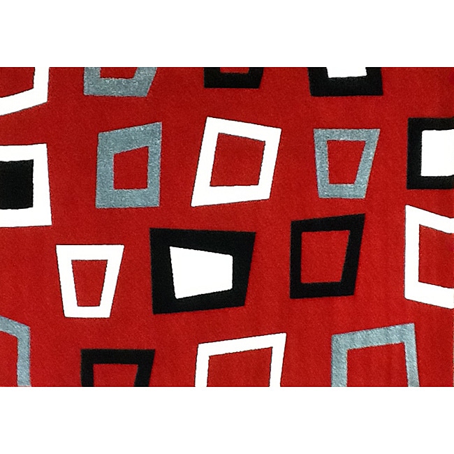 Modern Deco Red Trapezio Rug (79 X 105)