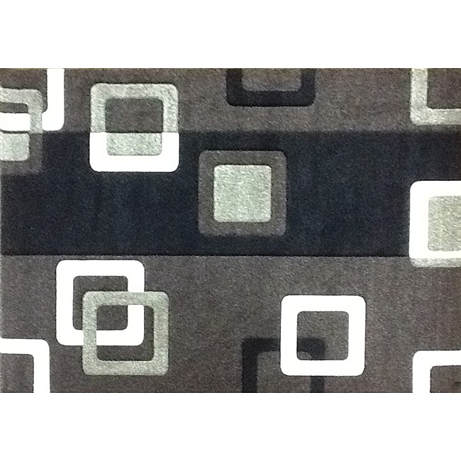 Modern Deco Chocolate Geometric Rug (79 X 105)