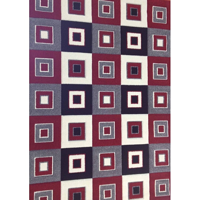 Modern Deco Red Blocks Rug (79 X 105)