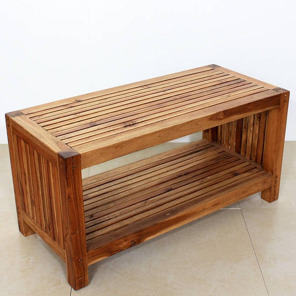 Handmade Teak Slat Coffee Table W Shelf Thailand On Handmade Teak Slat Coffee Table W Shelf Thailand