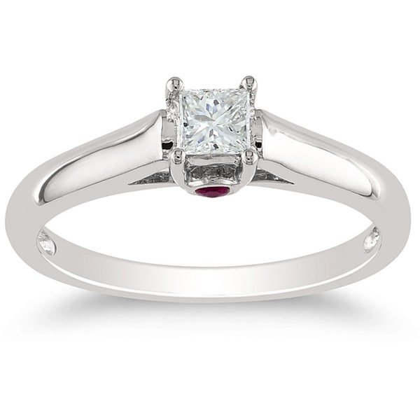 4Ct Princess Cut Diamond Accent Solitaire Engagement Ring 14K White Gold Finish