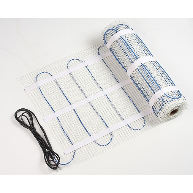 Radimo 75sqft Electric Floor Heating Mat, 120v (Blue, whiteMaterial PVC, copper, fiberglassOverall Dimensions 20 inches wide x 540 inches longSettings OneRelated items Radistat Floor Heating Thermostat (sold separately) Click here for recommended ther