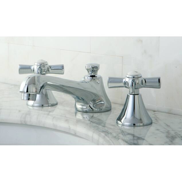 Kingston Brass Chrome Widespread Bathroom Faucet with Cross Handles