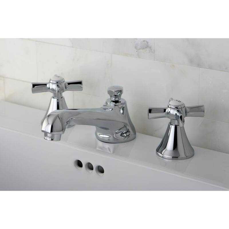 Kingston Brass Chrome Widespread Bathroom Faucet with Cross Handles