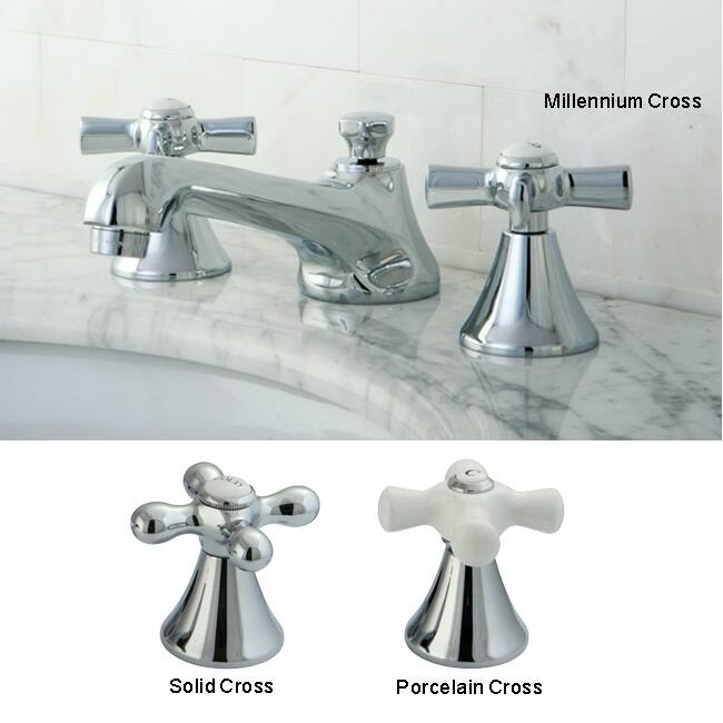 Kingston Brass Chrome Widespread Bathroom Faucet with Cross Handles