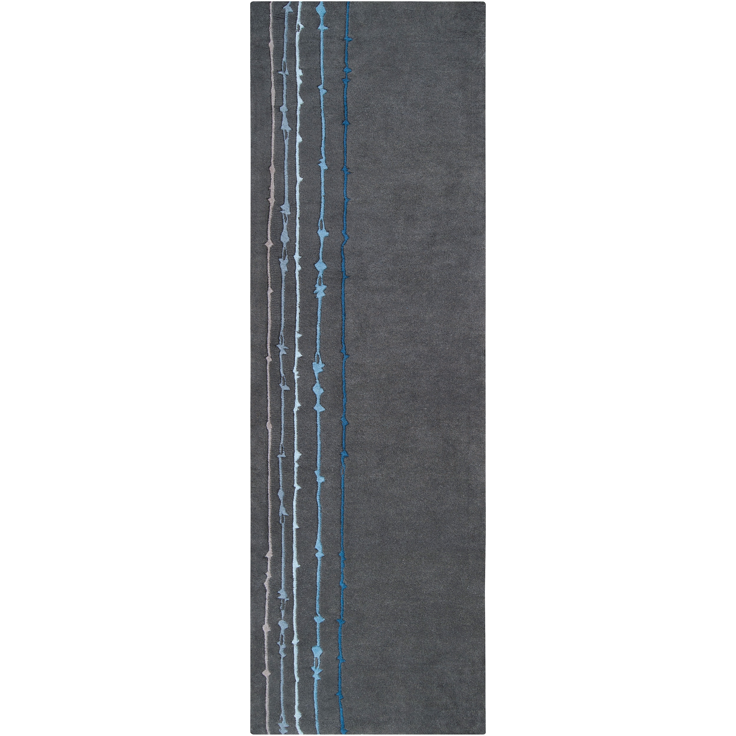 Noah Packard Hand-tufted Grey/ Blue Contemporary Tigris New Zealand Wool Abstract Rug (2'6 x 8')