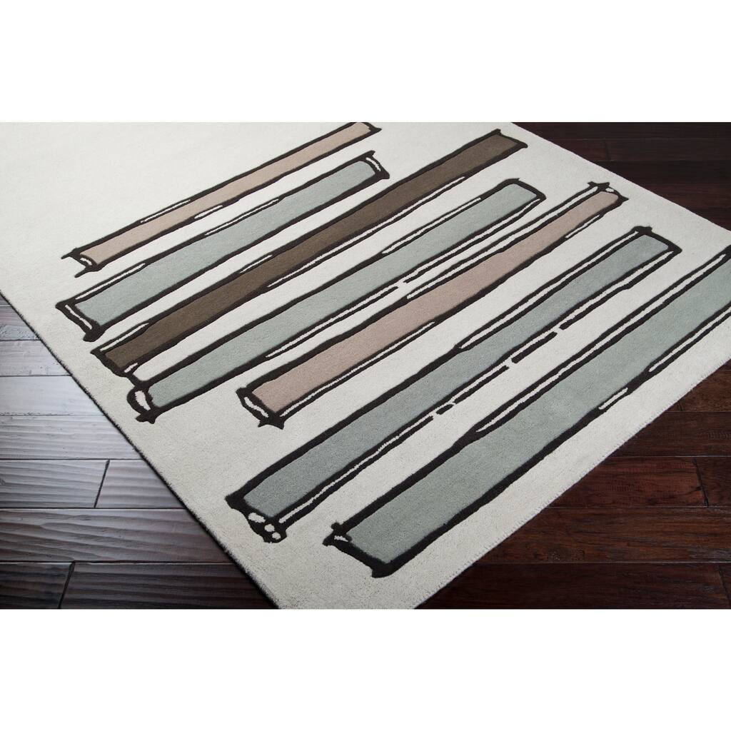 Hand-tufted Green/Beige Contemporary Asopus New Zealand Wool Abstract Area Rug - 2'6" x 8' Runner