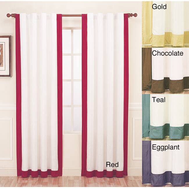 Passage Silk Contrast Banding 84-inch Curtain Panel - 42 x 84 - 42 x 84