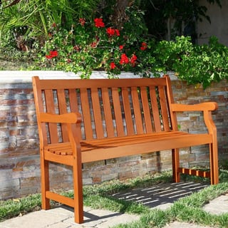 Shop Henley 2 Seater Eucalyptus Wood Outdoor Bench Free Shipping