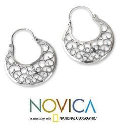 Sterling Silver 'Climbing Vines' Earrings (Peru) Novica Earrings