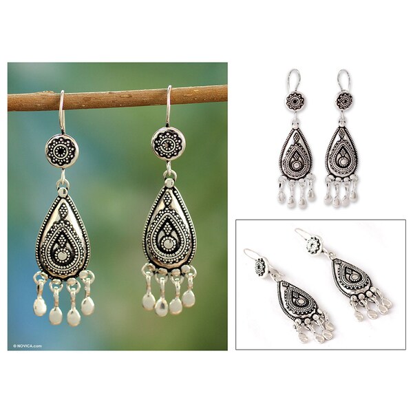 Shop Handmade Sterling Silver 'Silver Dancer' Chandelier Earrings