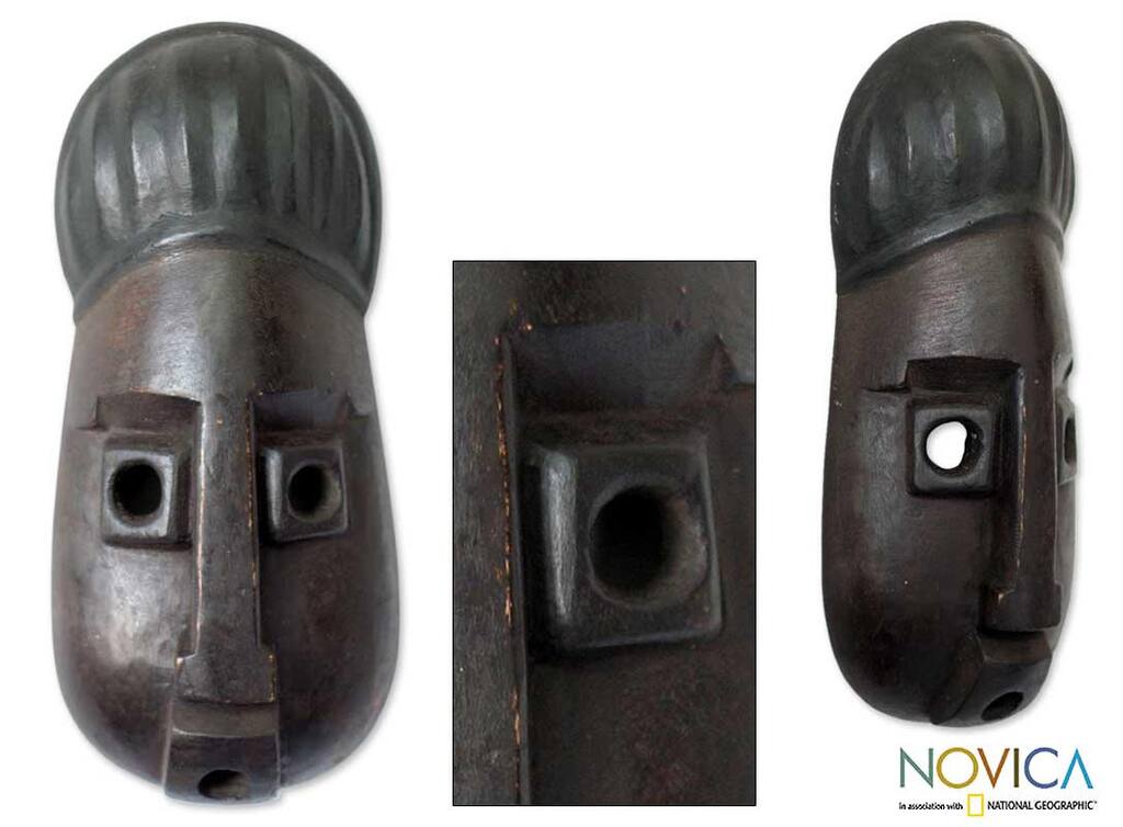 Handmade Sese Wood 'Songe Wise One' African Mask (Ghana) - Brown