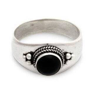 NOVICA Handmade Promise Sterling Silver Onyx Ring (Indonesia) - Black