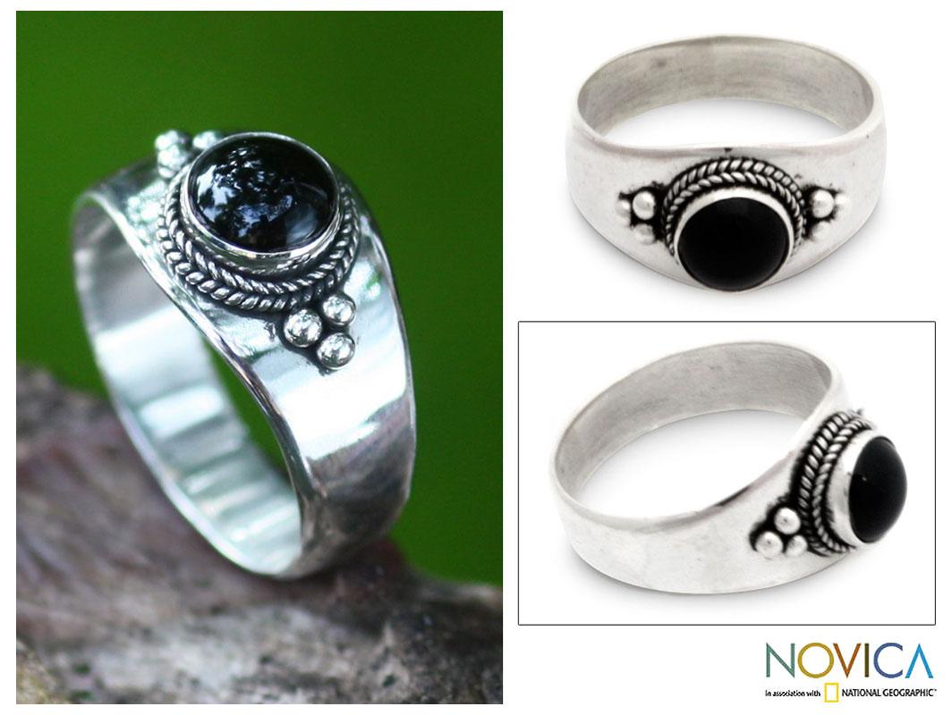 Sterling Silver Promise Onyx Ring (Indonesia)  