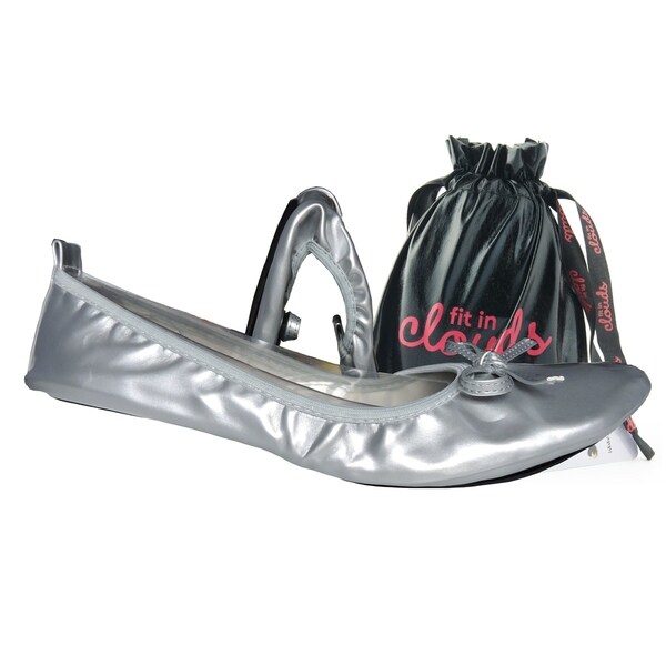 Fit In Clouds Women's Silver Patent Foldable Flats