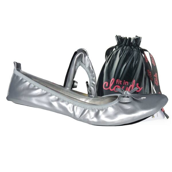 Shop Fit In Clouds Women S Silver Patent Foldable Flats Free