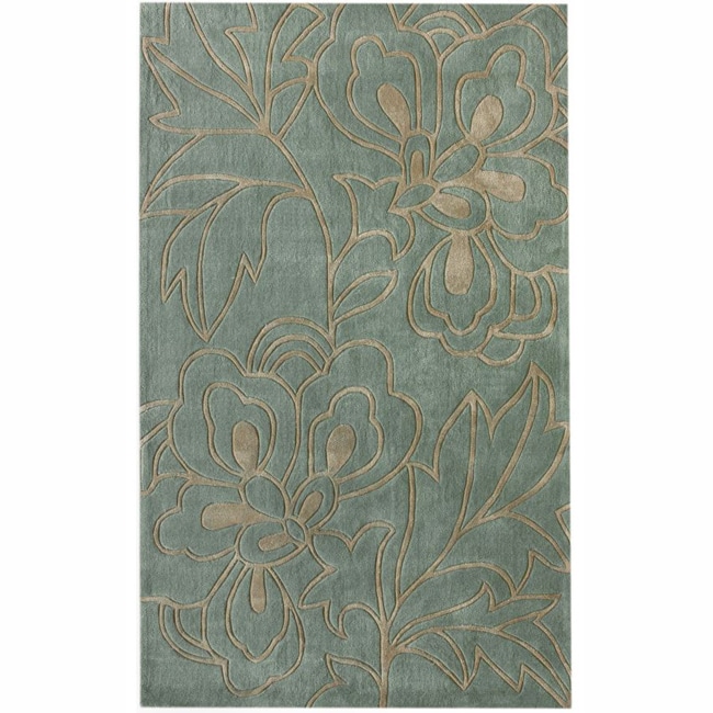 Nuloom Handmade Pino Floral Blue/ Grey Rug (83 X 11)