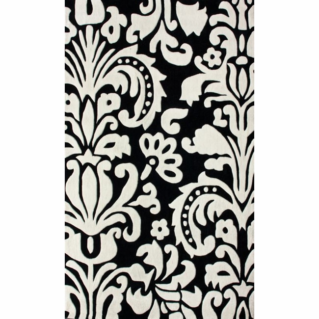 Nuloom Handmade Pino Tribal Damask Black Rug (83 X 11)