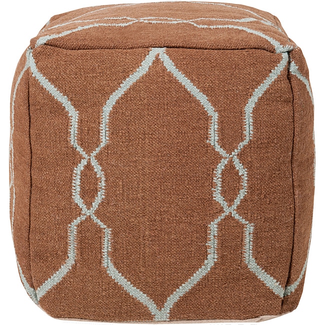 Decorative Gridwork Blue Pouf