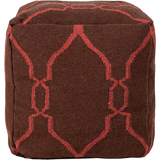 Decorative Gridwork Maroon Pouf