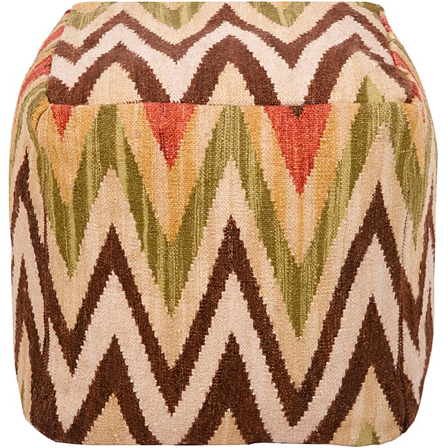 Decorative Chevron Tan Pouf