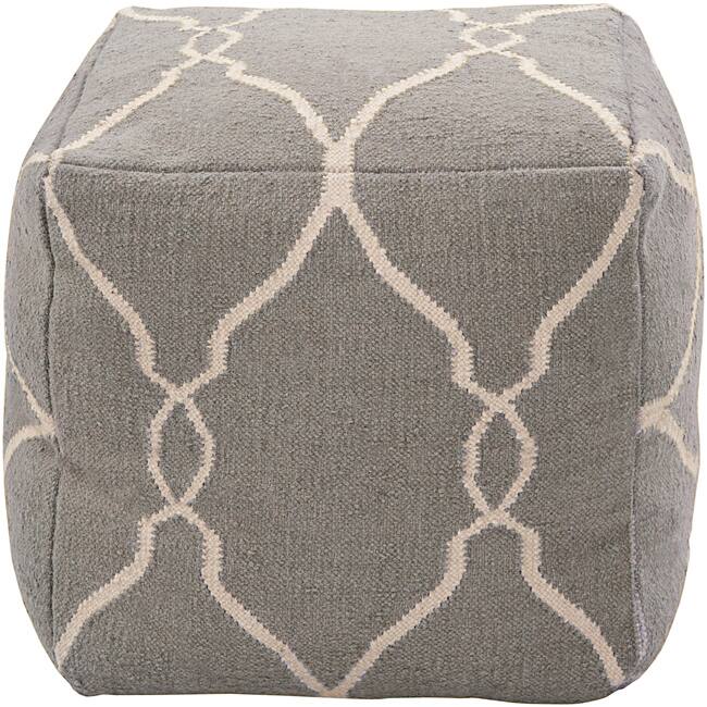 Decorative Arabesque Grey Pouf