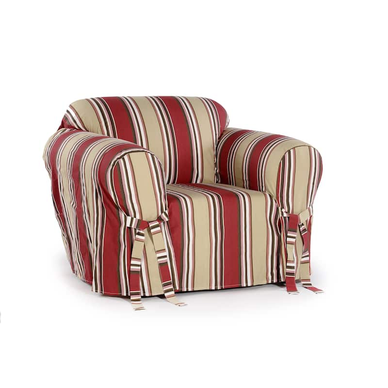 Classic Slipcovers Classic Stripe Chair Slipcover - N/A - Red