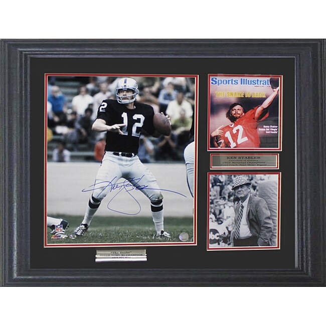 Oakland Raiders Ken Stabler Autographed Photo Deluxe Frame