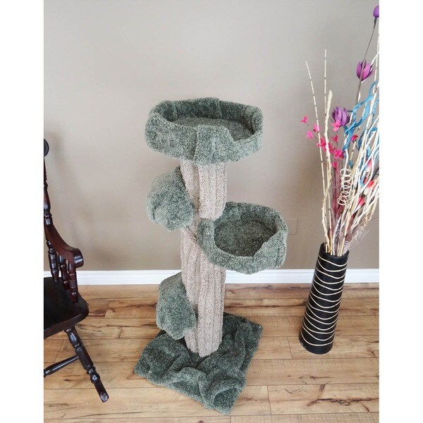 Furniture Scratchers New Cat Condos 46 In Solid Wood 4 Level Large Cat Tree Tower Pet Supplies