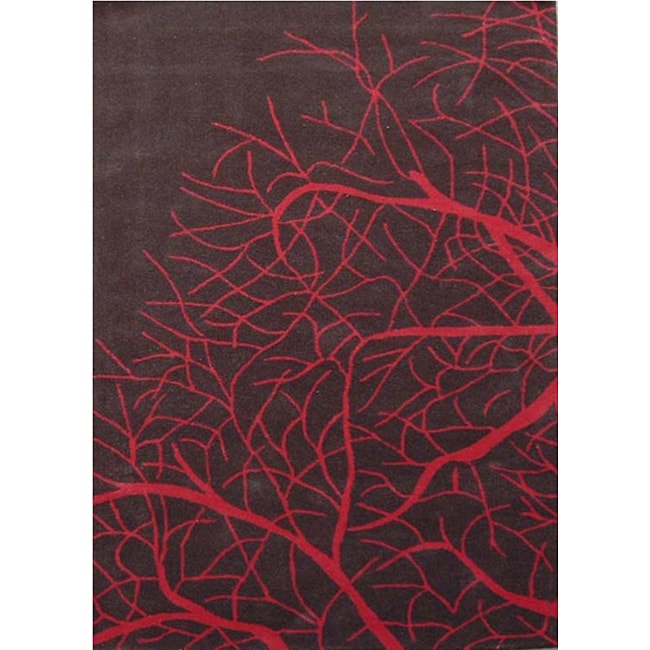 Red Tree Hand Tufted Wool Rug (5 X 8) (BrownSecondary Colors RedPattern FloralTip We recommend the use of a non skid pad to keep the rug in place on smooth surfaces.All rug sizes are approximate. Due to the difference of monitor colors, some rug colors