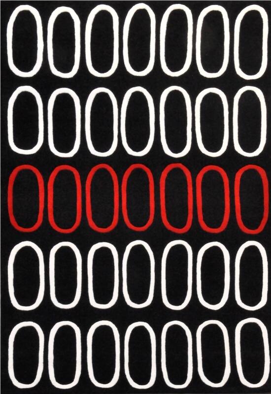 Circle Red Black Hand Tufted Wool Rug (5' x 8') - 5' x 8'