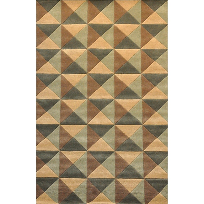 Indo Four Hand Tufted Wool Rug (8 X 11) (BeigeSecondary Colors GreenPattern GeometricTip We recommend the use of a non skid pad to keep the rug in place on smooth surfaces.All rug sizes are approximate. Due to the difference of monitor colors, some rug