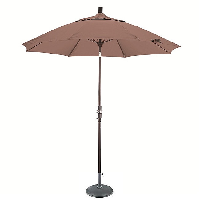 Straw Fiberglass 9 foot Umbrella With Collar Tilt And 50 pound Stand (StrawMaterials Olefin Fabric, AluminumPole Materials AluminumWeatherproof Yes Closure Type Crank SystemShade UV Protection Yes Dimensions 108 inches high x 108 inches wide x 96 in