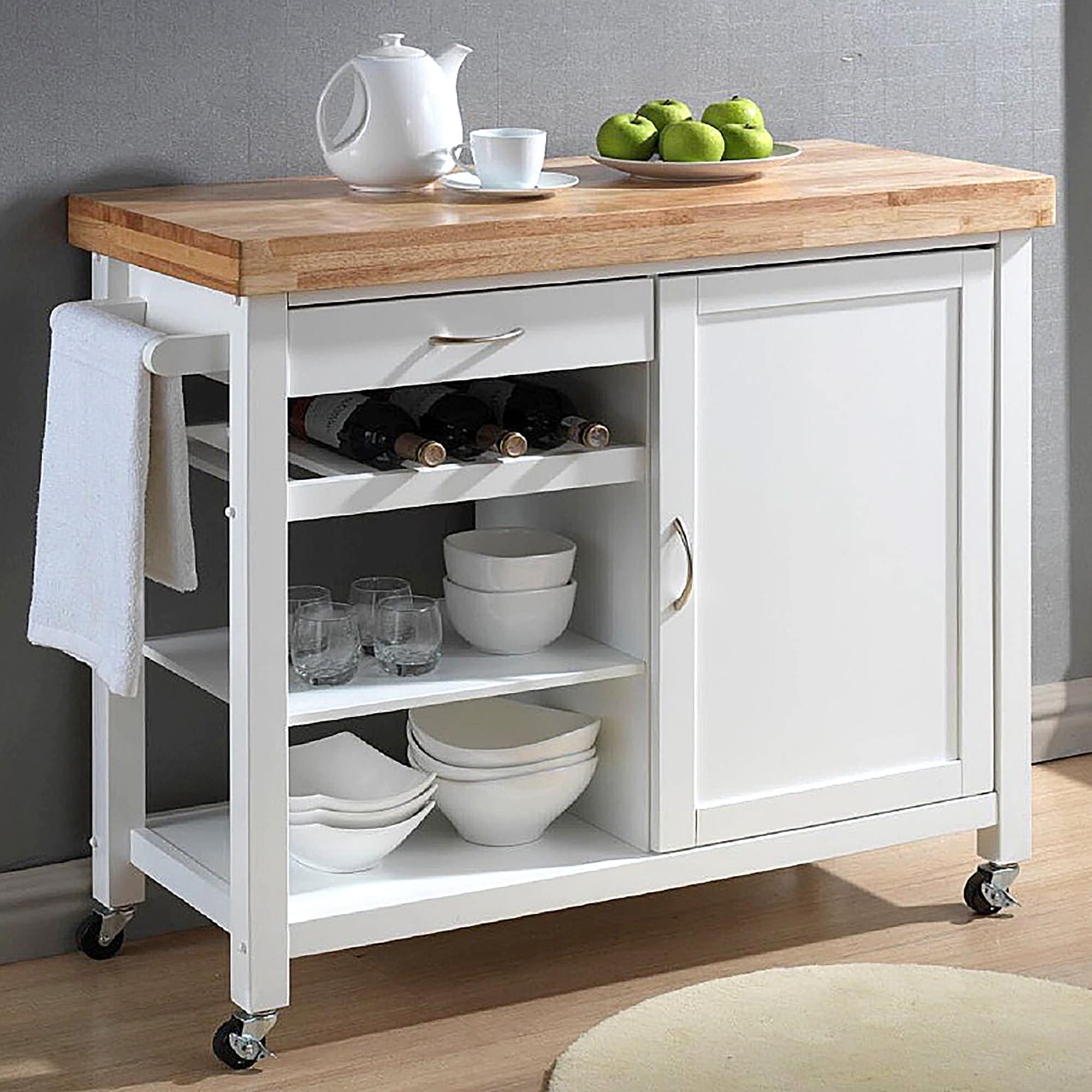 Shop Denver White Modern Kitchen Cart Free Shipping On Orders Over