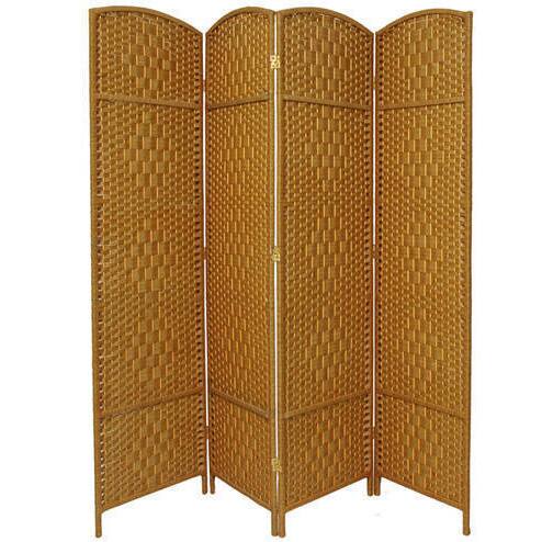 Handmade Seven-foot Diamond Weave Wood/Plant Fiber Room Divider (China)