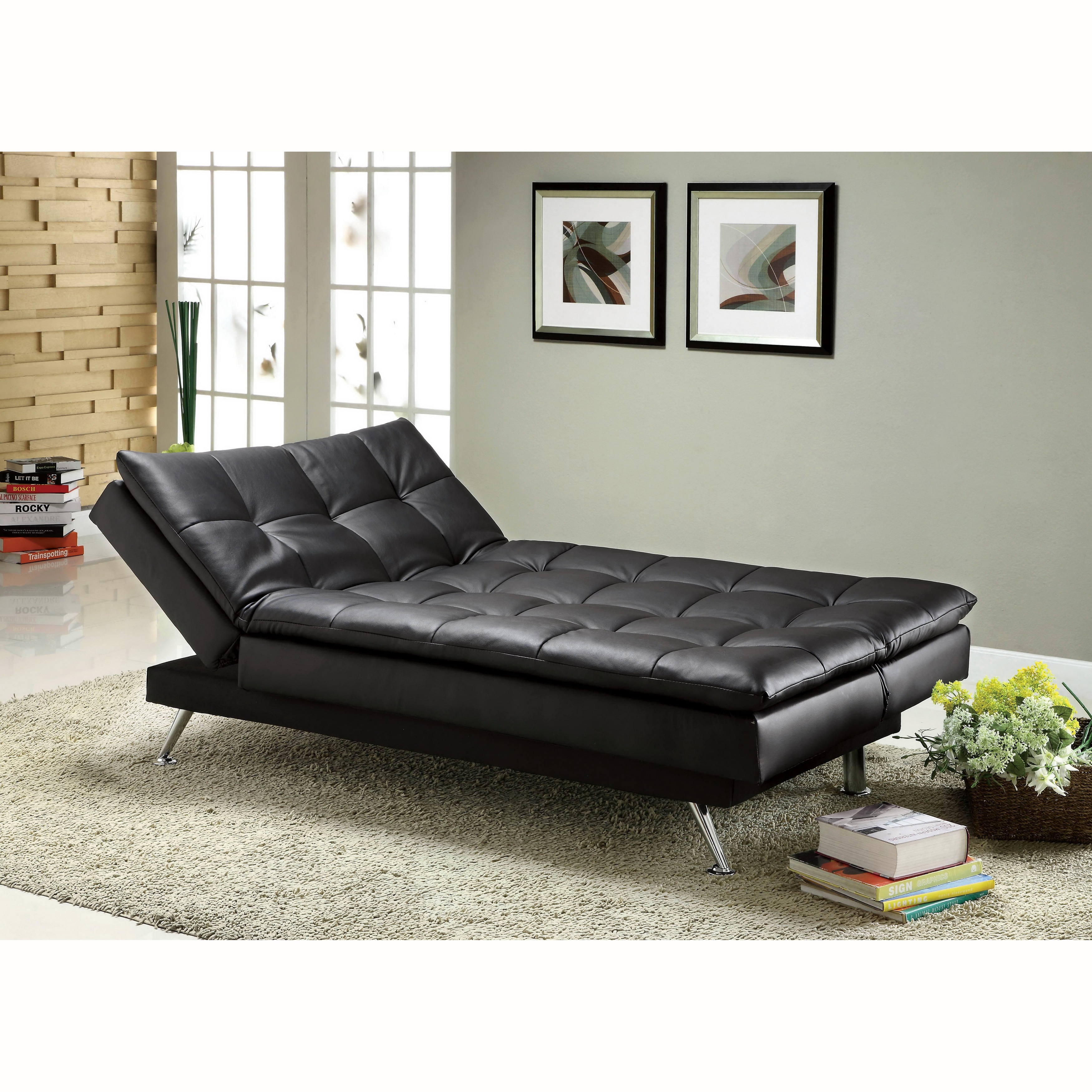 Shop Furniture Of America Rit Contemporary Black Leatherette Futon