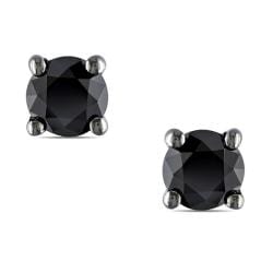 Miadora Black Rhodium over Silver 1/2ct TDW Black Diamond Stud Earrings Miadora Diamond Earrings