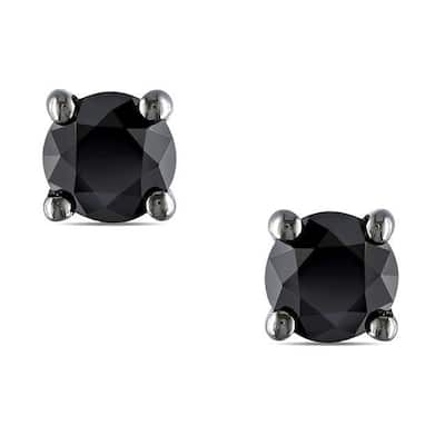 Miadora Black Rhodium over Silver 1/2ct TDW Black Diamond Stud Earrings